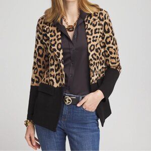 Chico’s Leopard Color Block Sweater Blazer Size L (Chico's size2)